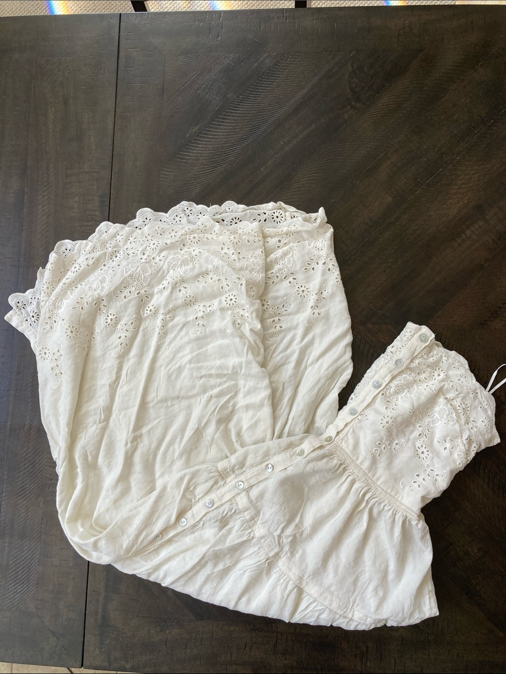 Free People strapless cream Button-Front maxi Dress